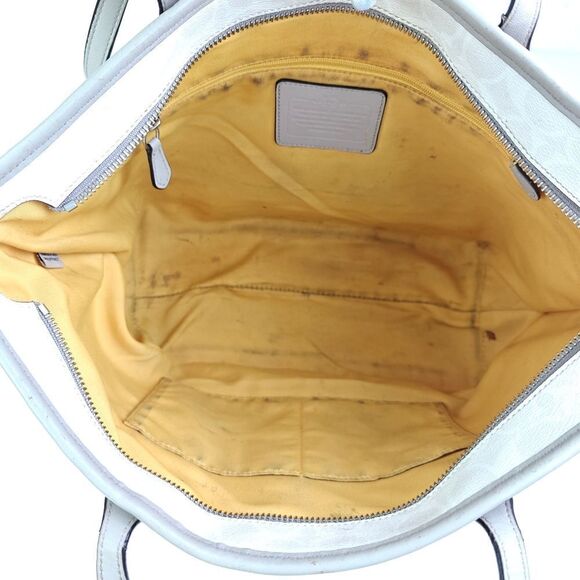 Coach Varsity Stripe City Zip Tote in Signature 38405 Silver/Chalk Orange Bag - Picture 13 of 13